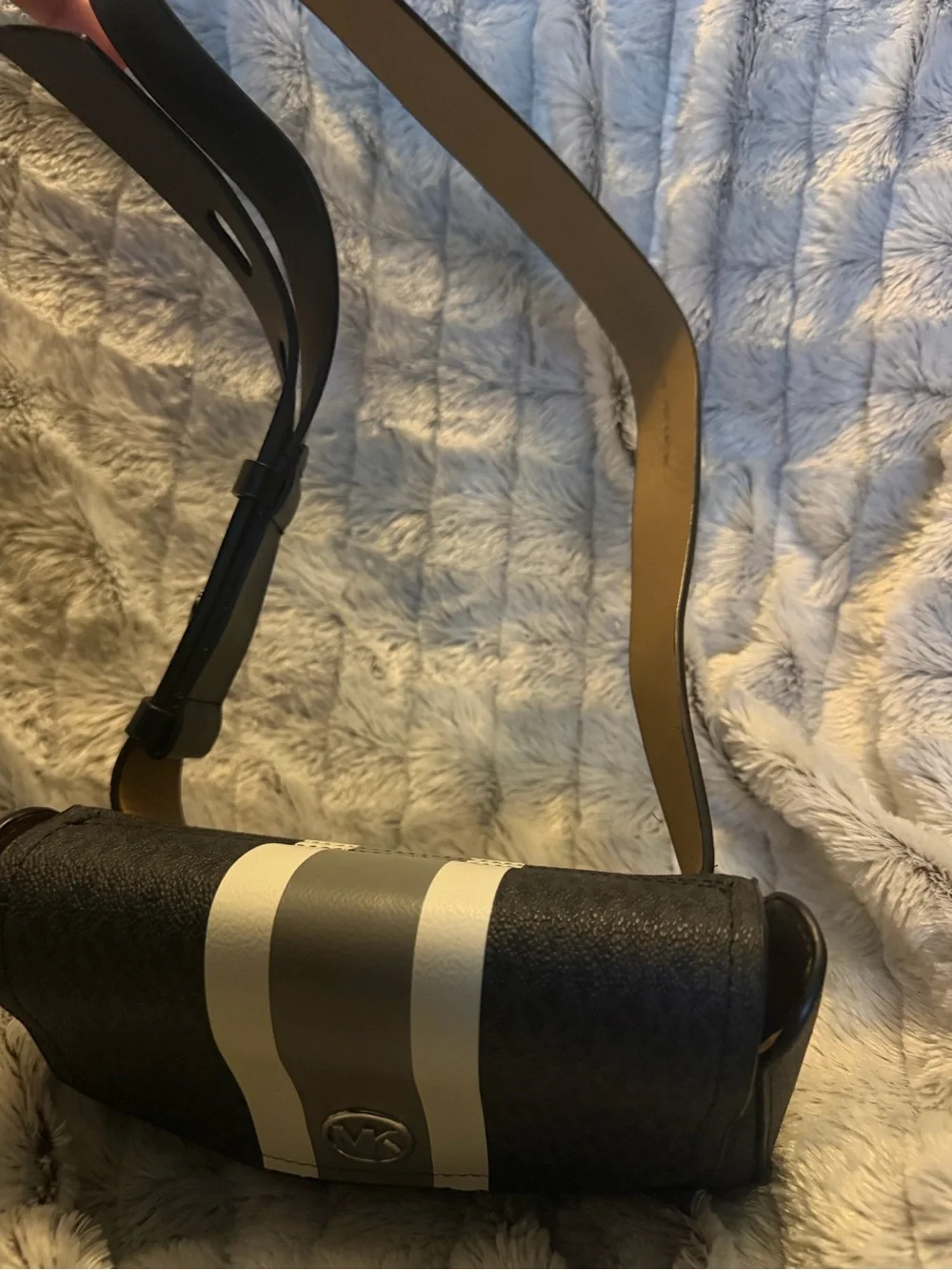 Michael Kors Black Crossbody Waist Bag with White Trim